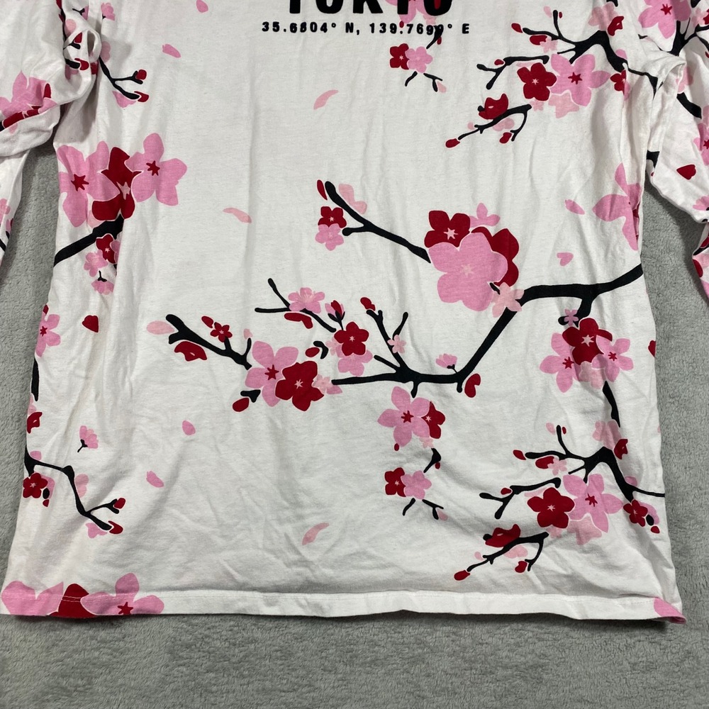 Original Gravity Tokyo Cherry Blossom Shirt Womens XL White Pink Floral Long Slv - Picture 13 of 14